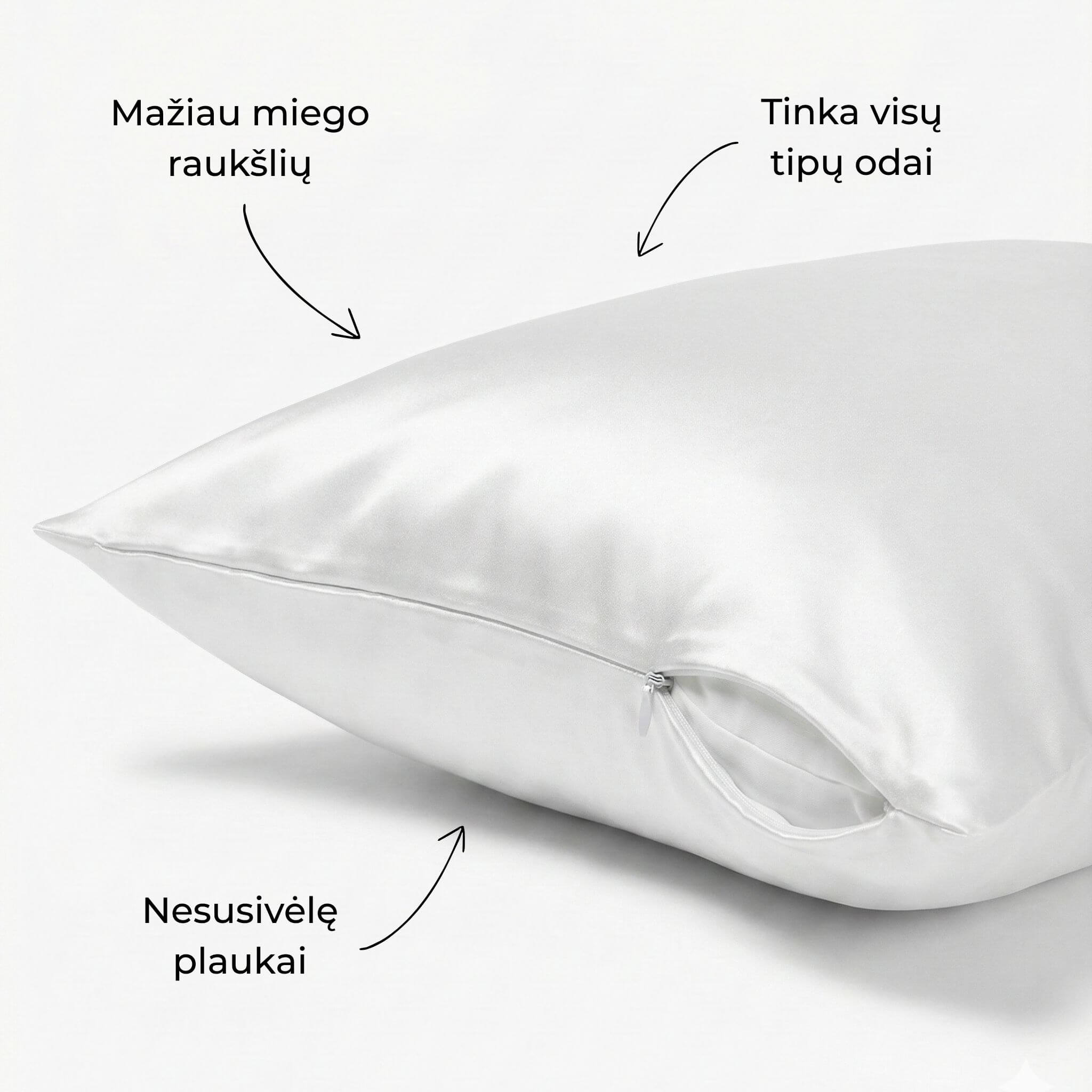 Baltas 19 momų mulberry šilkinis pagalvės užvalkalas su paslėptu užtrauktuku – Milvi