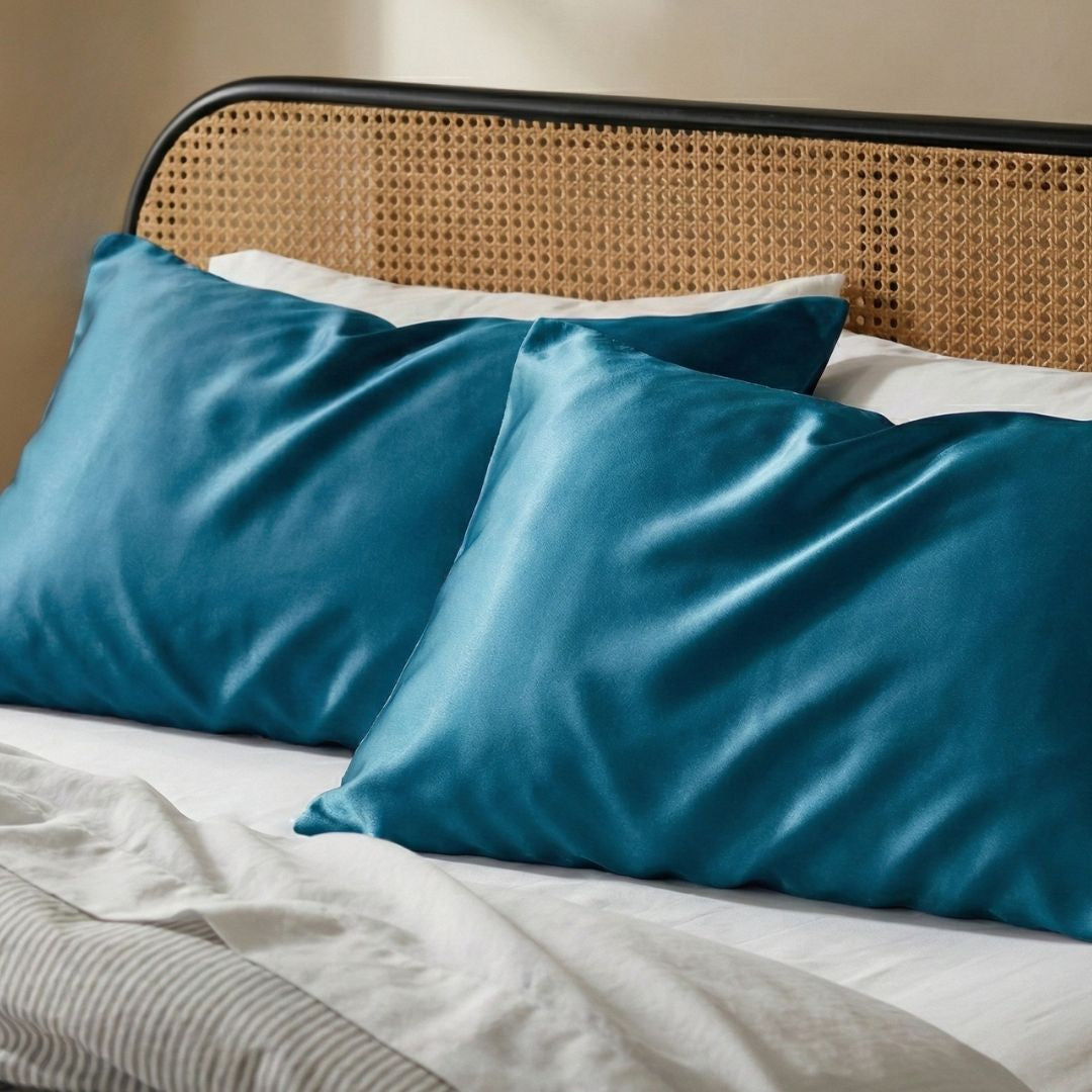 Šilkinis pagalvės užvalkalas mėlynos spalvos Milvi