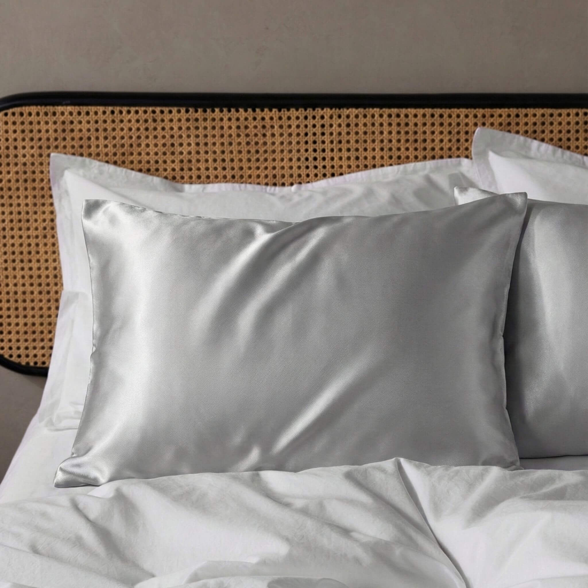 Šilkinis pagalvės užvalkalas šviesiai pilkos spalvos Milvi