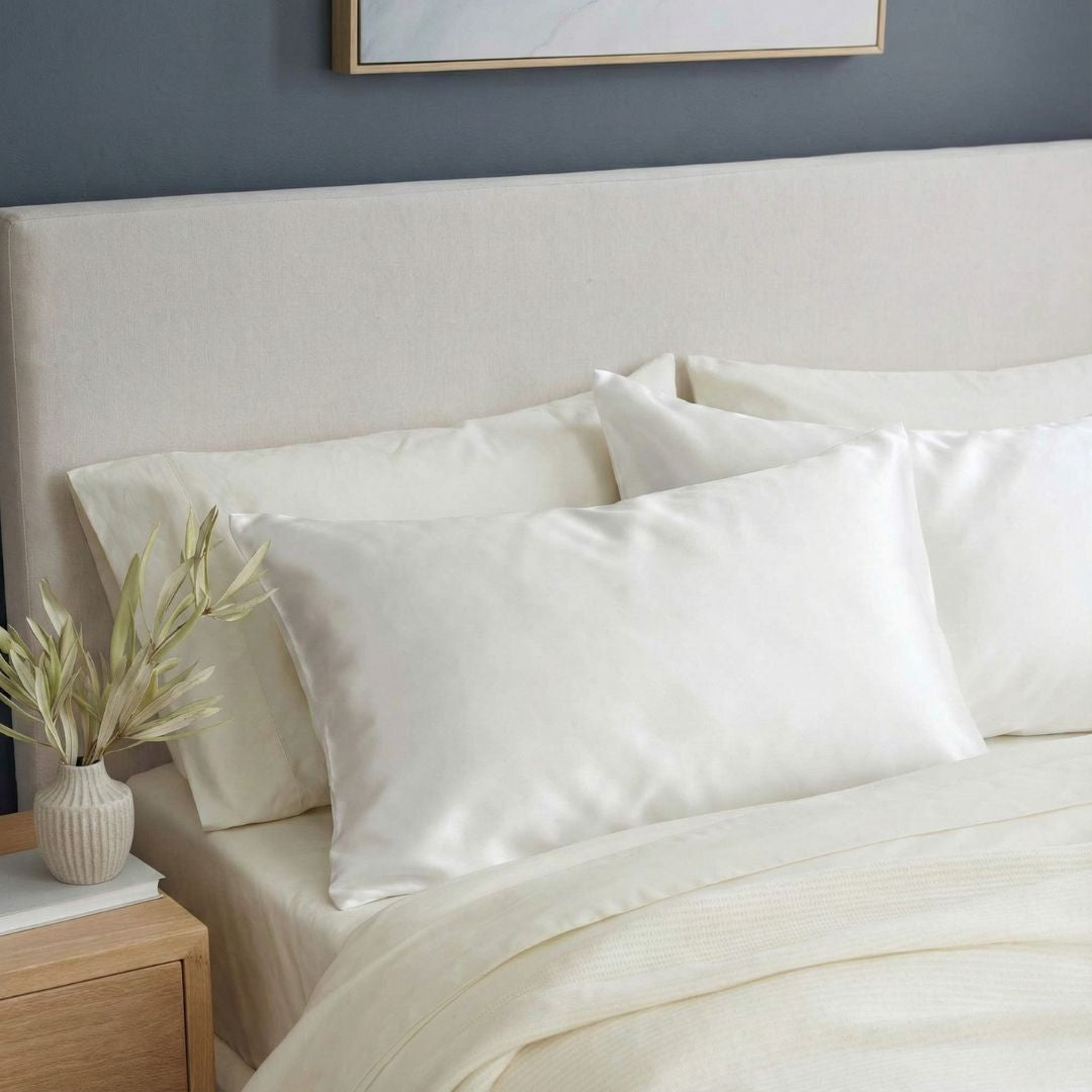 Baltos spalvos 19 momų mulberry šilkiniai pagalvės užvalkalai – natūraliai glotnūs ir švelnūs odai ir plaukams – Milvi