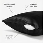 Juodos spalvos 19 momų šilkinis pagalvės užvalkalas su paslėptu užtrauktuku – Milvi