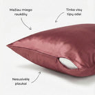 Pelenų rožinės spalvos 19 momų šilkinis pagalvės užvalkalas su paslėptu užtrauktuku – Milvi