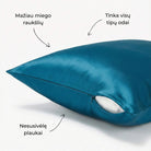 Tamsiai mėlynos spalvos 19 momų šilkinis pagalvės užvalkalas su paslėptu užtrauktuku – Milvi