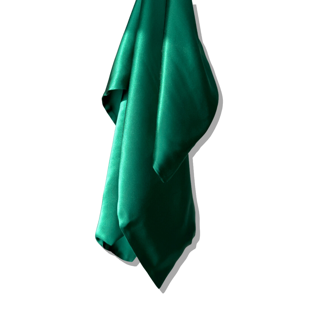 žalias šilkinis pagalvės užvalkalas