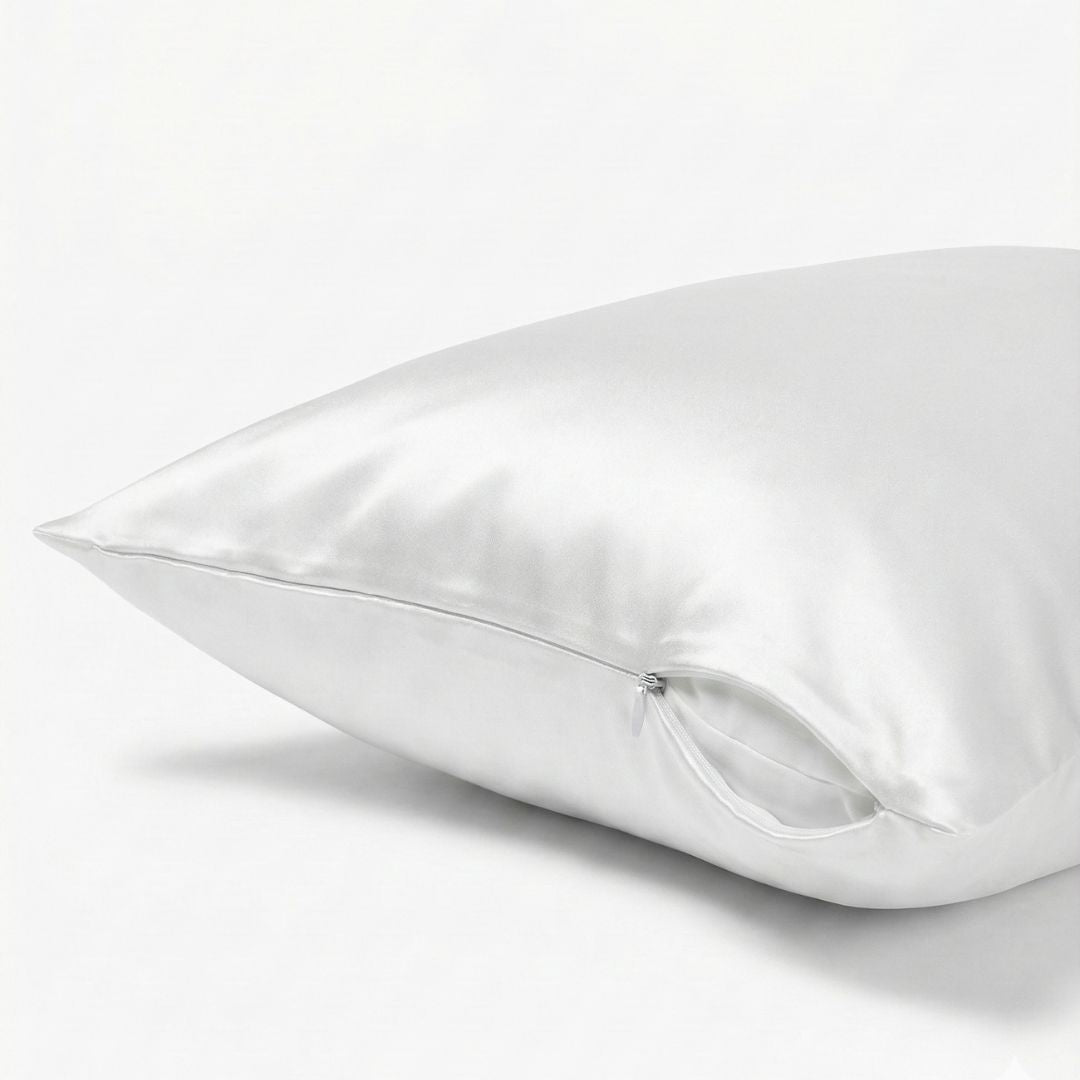 Baltas 19 momų mulberry šilkinis pagalvės užvalkalas su paslėptu užtrauktuku – Milvi