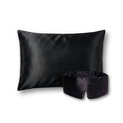 Juodos spalvos 19 momų mulberry šilko rinkinys - pagalvės užvalkalas ir miego kaukė – Milvi