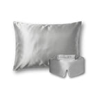 Pilkos spalvos 19 momų mulberry šilko pagalvės užvalkalas ir miego kaukė – mažina plaukų trintį – Milvi